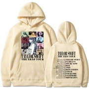 TRENDYHUB Taylor Swift 1989 The Eras Tour Hoodies Tops for Swiftie Fan women's Fashion Casual Long Sleeved Round Neck Letter Printing Loose Plush Pullover with Rope Hoodie