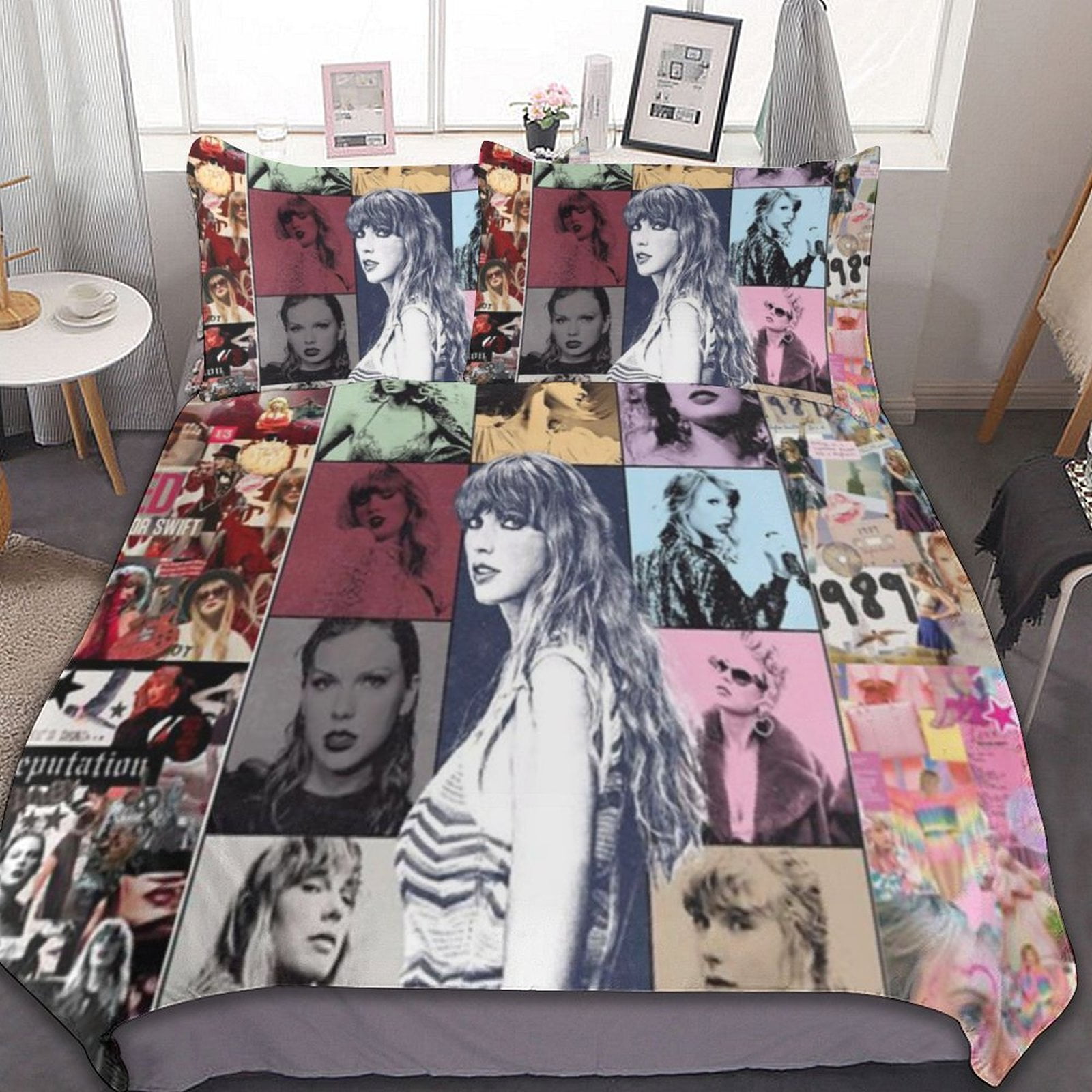 Taylor Swift Singer 4 3 Pieces Bedding Sets Soft Comforter Sets Decor Bedroom Gifts with 1 Duvet Cover 2 Pillowcases, Size: 90 x 90