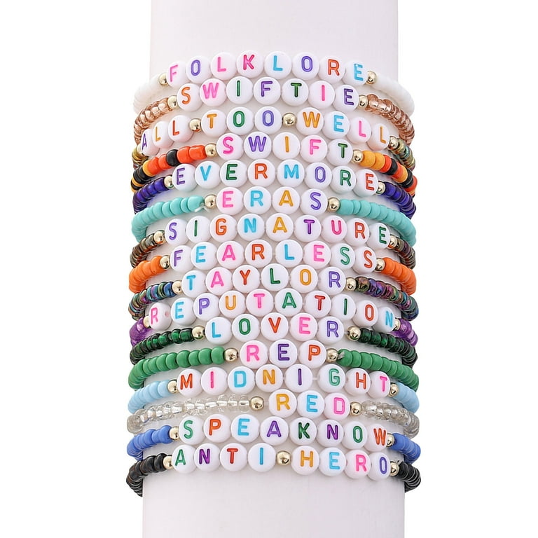 Taylor Swift Merch,Taylor Swift Bracelets,Taylor Swift Gifts,Fan Colorful Bracelet English Name Bracelet Set English Name Rice Bead Bracelet Bohemian