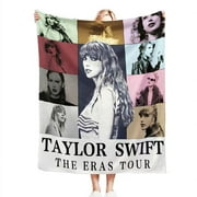 Taylor Swift Fans Gifts - Taylor Girls Pop Singer Inspired Throw Flannel Blanket Gifts for Music Lovers Women Girls, Cozy Travel Blanket Perfect for Sofa Bed