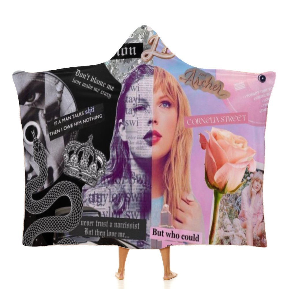 Taylor Swift Hooded Blanket, Wearable Blanket Hoodie Cozy Soft Warm