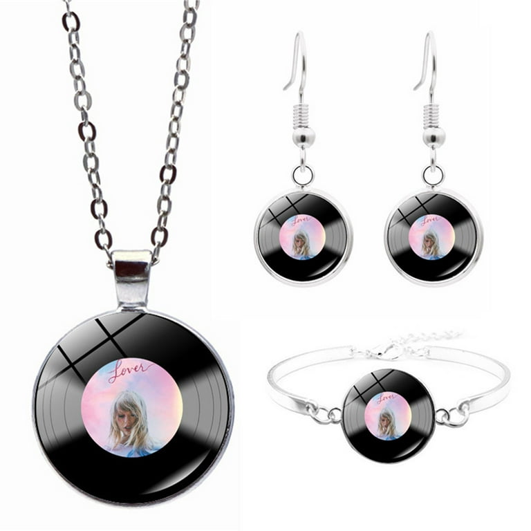 TS Swiftie Taylor Swift Fans Gifts - Taylor Swift The Eras Tour Vinyl Jewelry Set Gifts for Women, Vinyl Bracelet Necklace and Earrings 3pcs Set, Christmas