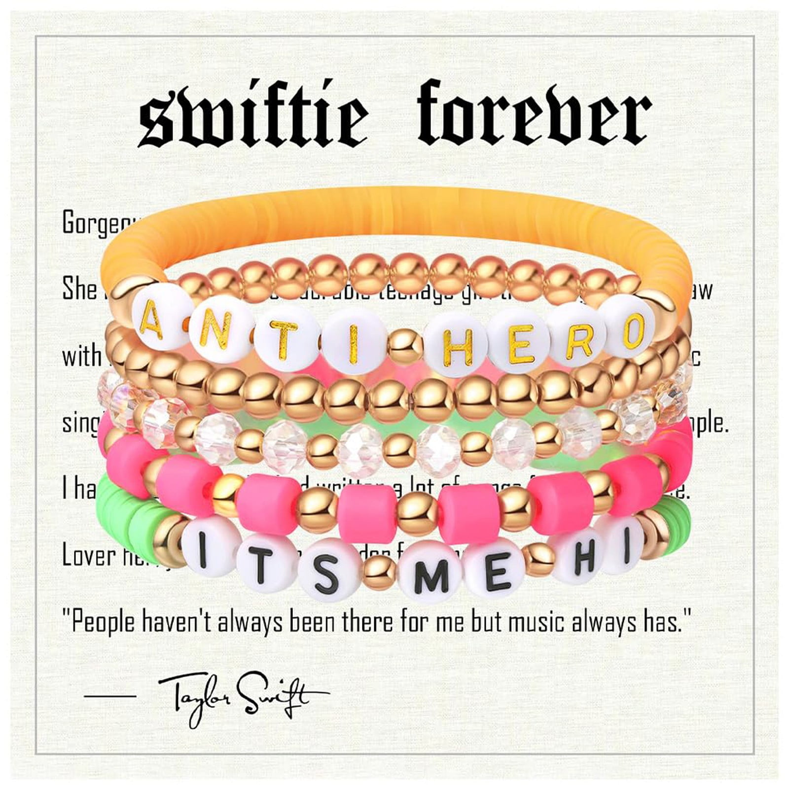 Taylor Swift Merch  Taylor Friendship Bracelets,TS Inspired Bracelets  Set,Lover Anti Hero Reputation Swiftie Bracelets,Fearless Speaknow Red  Evermore ERAS Bracelets,Taylor Swift Gifts,Pack of 5 