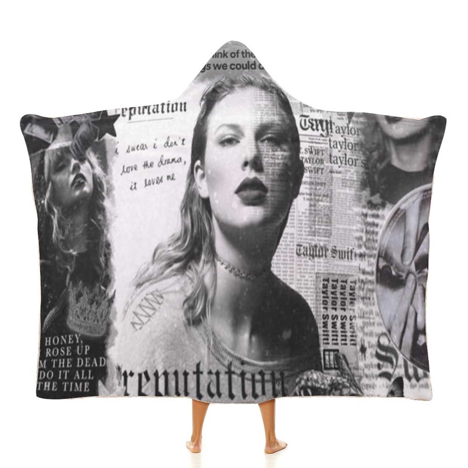 Taylor Swift Reputation Hooded Blanket Soft Cozy Wearable