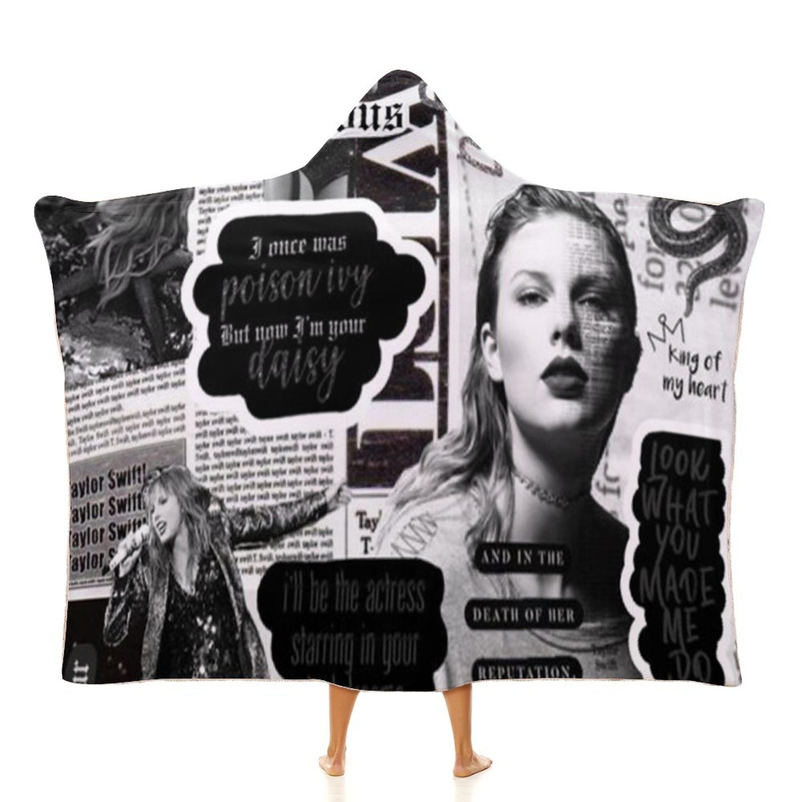 Taylor Swift Reputation Hooded Blanket Soft Cozy Wearable Blanket Kids