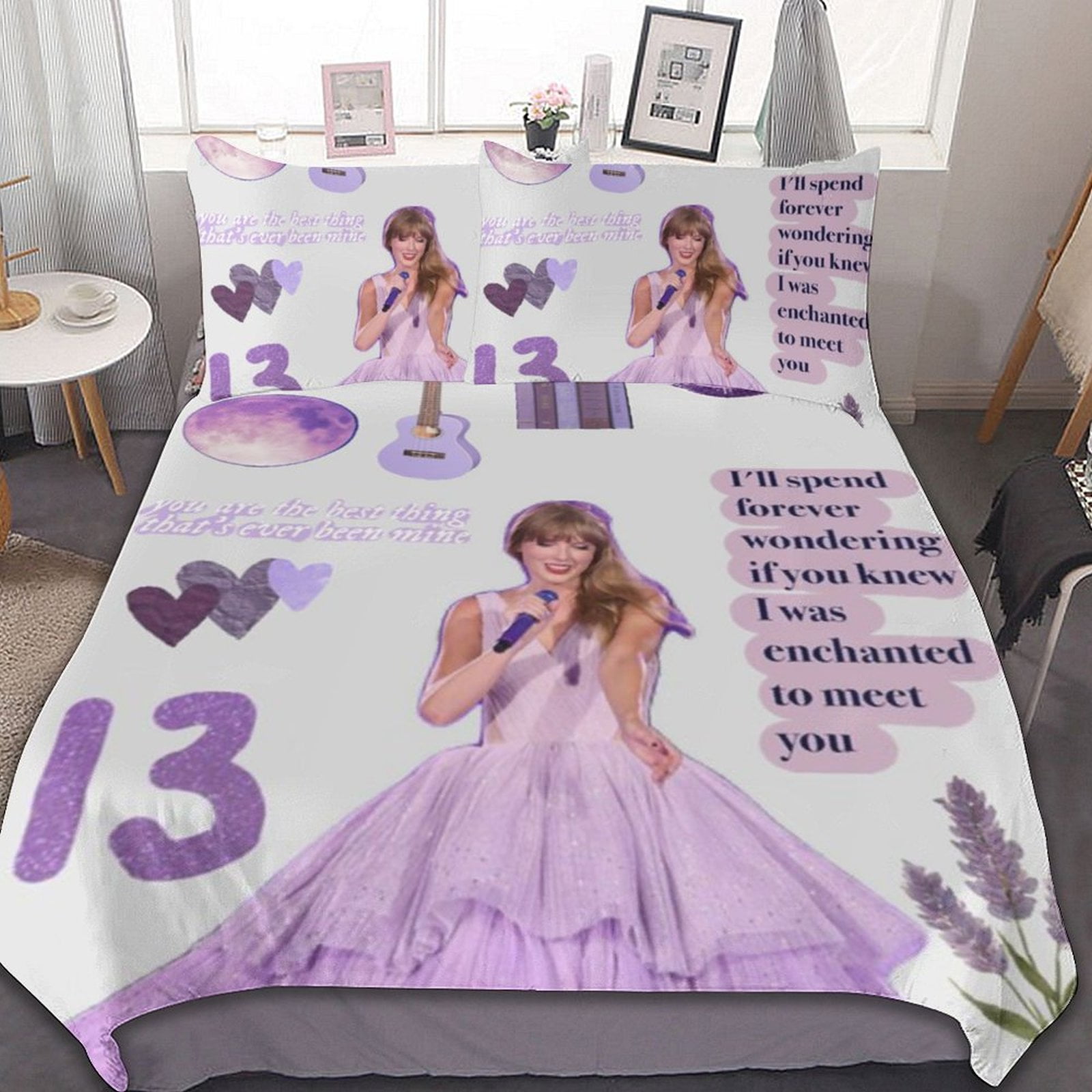Taylor Swift Singer 4 3 Pieces Bedding Sets Soft Comforter Sets Decor Bedroom Gifts with 1 Duvet Cover 2 Pillowcases, Size: 90 x 90