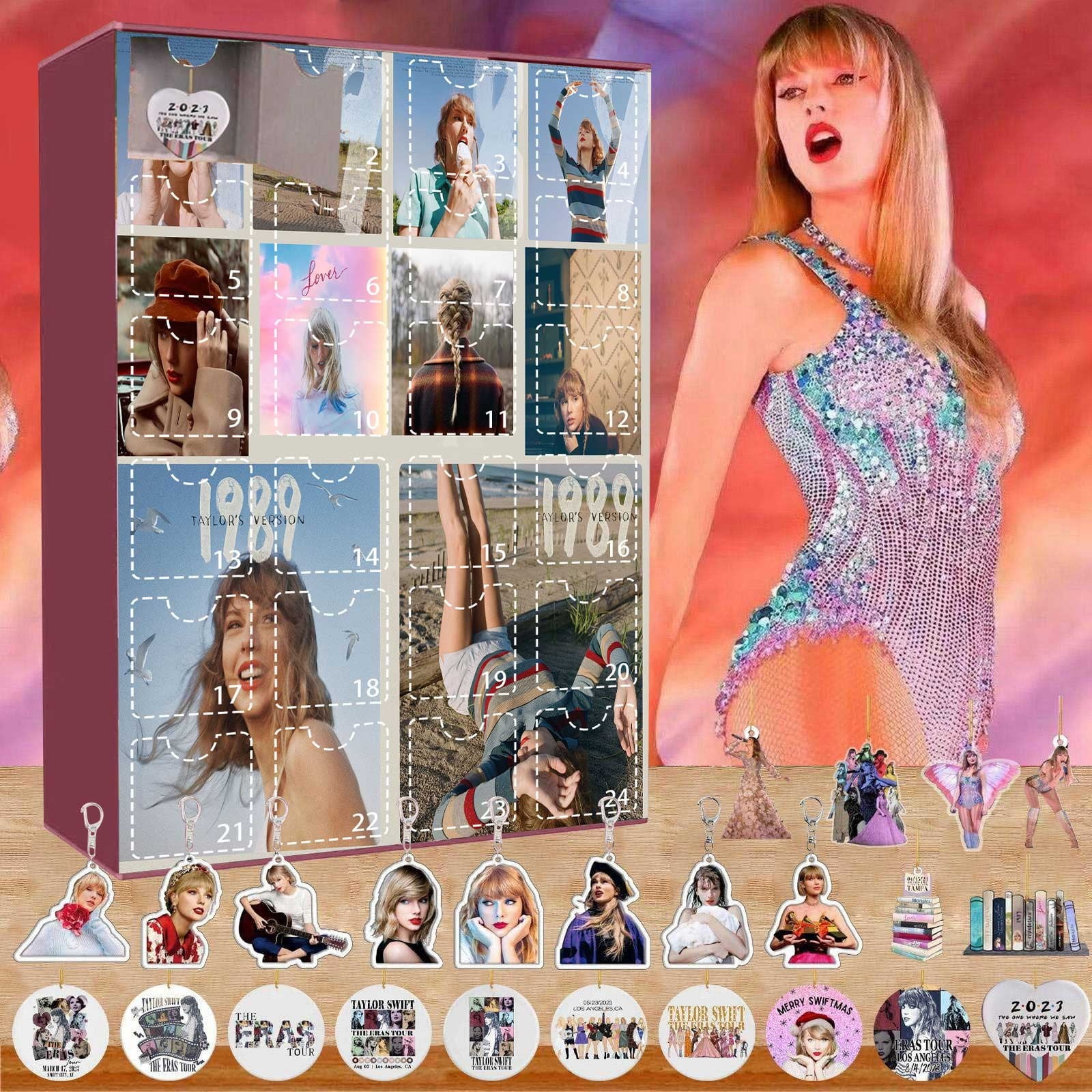 Tay-lover Taylor Swift Merch,Valentines Day Advent Countdown Decoration 24 Pieces Gift Valentines Day Acrylic Decoration Surprise Valentines Day Favorites