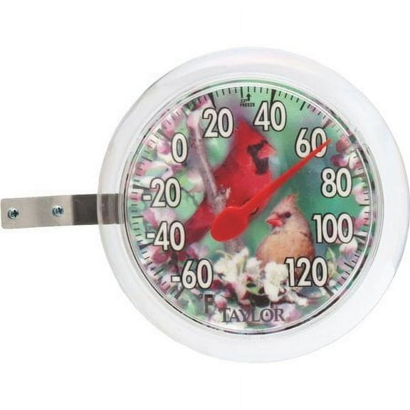 Taylor Thermometer Indoor/Outdoor -60 To 120 Deg F 6" Dia. Clear