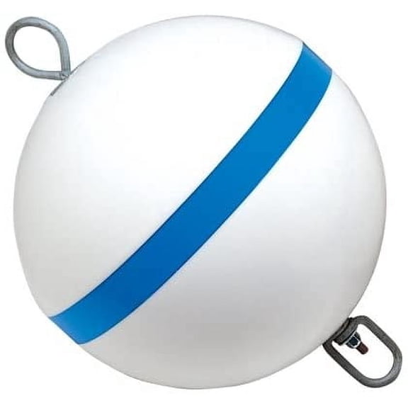 Taylor Traditional Sur-Moor Mooring Buoy, White with Blue Reflective Striping