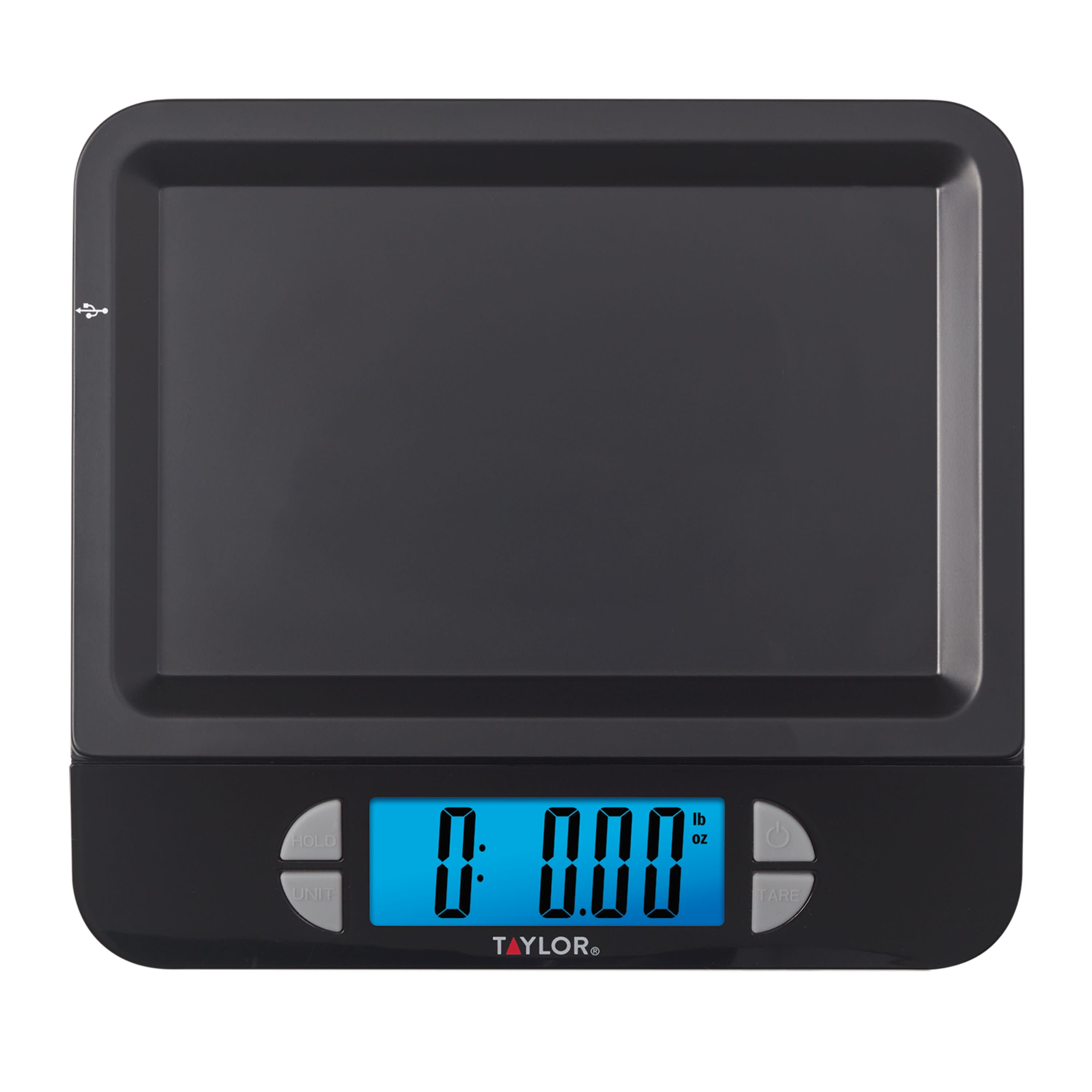 Taylor USB Rechargeable Precision Digital Kitchen Scale, 11lb Capacity, Black