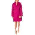 thumbnail image 1 of Taylor V-neck long sleeve zipper back floral lace dress-FRENCH PINK / 2, 1 of 2