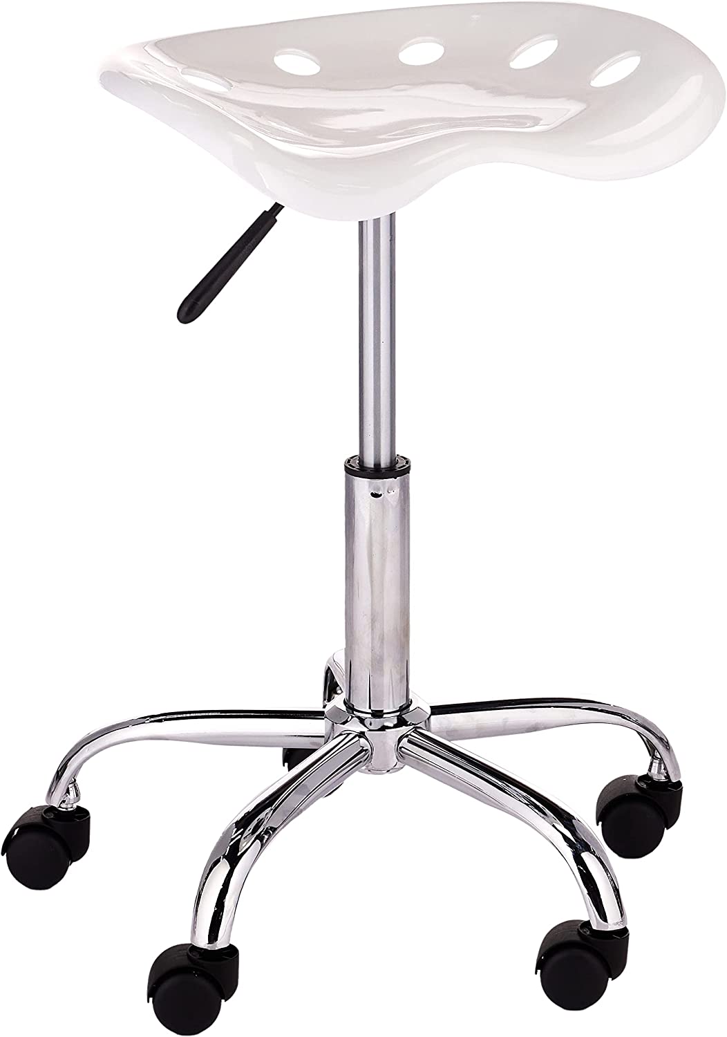 Taylor Vibrant White Tractor Seat and Chrome Stool