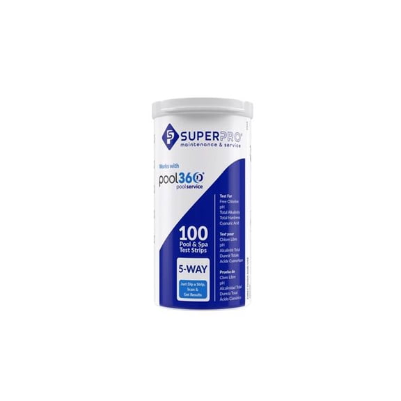 Taylor Water Technologies SUPER PRO-100 5-Way FC-pH-TA-TH-CYA Test Strips - 100 Count - 6 per Pack