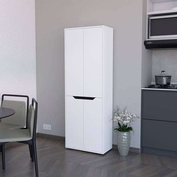 Dokea Taylor White 5-Shelf Kitchen Pantry Storage Cabinet