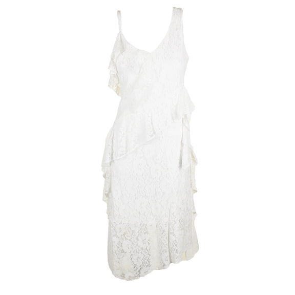 Taylor Whte Sleeveless Ruffled Lace Midi Sheath Dress 8
