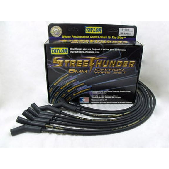 Taylor Wire / Vertex 51003 TAY51003 STREETHUNDER CUSTOM 8 CYL BLACK Fits select: 1970 CHEVROLET MALIBU, 1967 PONTIAC GTO