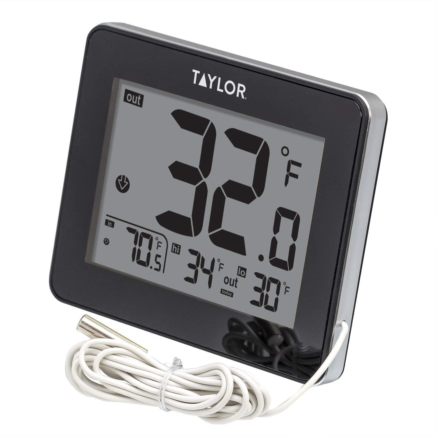 Taylor 1733 IndoorOutdoor Digital Thermometer with Barometer Timer