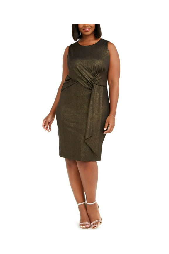 Women's Plus Side Ruched Dress Black Size 24W