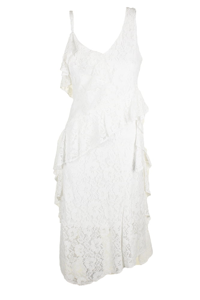 Taylor Women's Ruffled Lace Midi Dress (4, Off White) Taylor Women's Ruffled Lace Midi Dress (4, Off White)