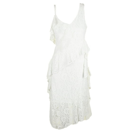 Taylor Women's Ruffled Lace Midi Dress (4, Off White)