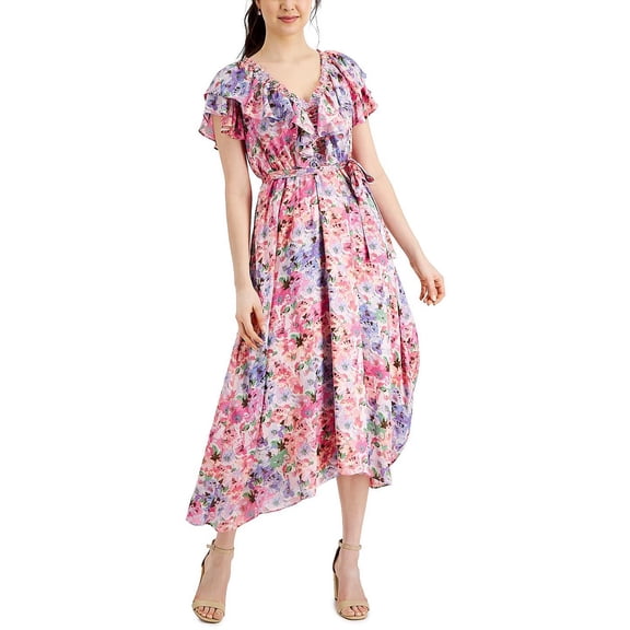 Taylor Womens Belted Long Maxi Dress