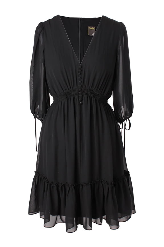 Womens Chiffon Smocked Fit & Flare Dress