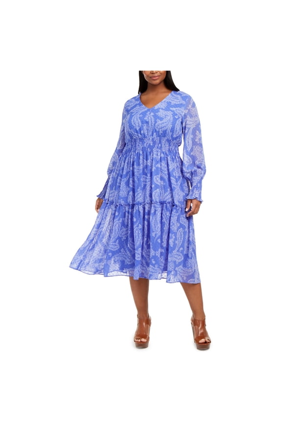 Womens Forget Me Not Midi Dress, Blue, Plus Size, 14W