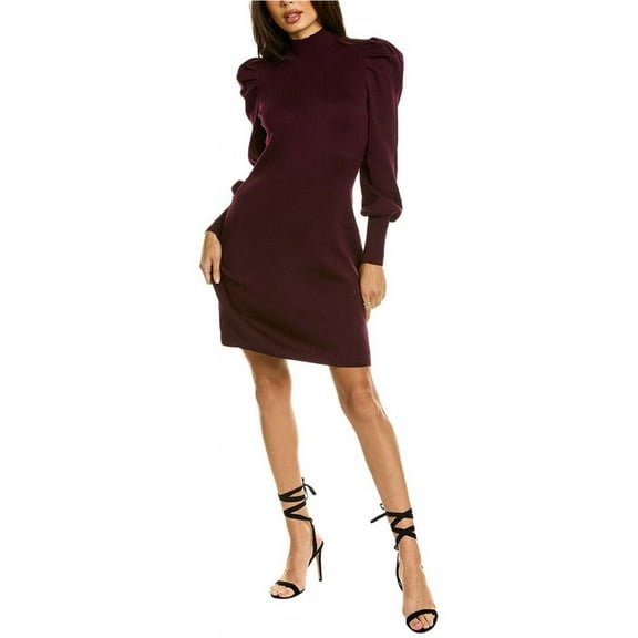 Taylor Womens Puff Sleeve Sweater Dress, Purple, Large