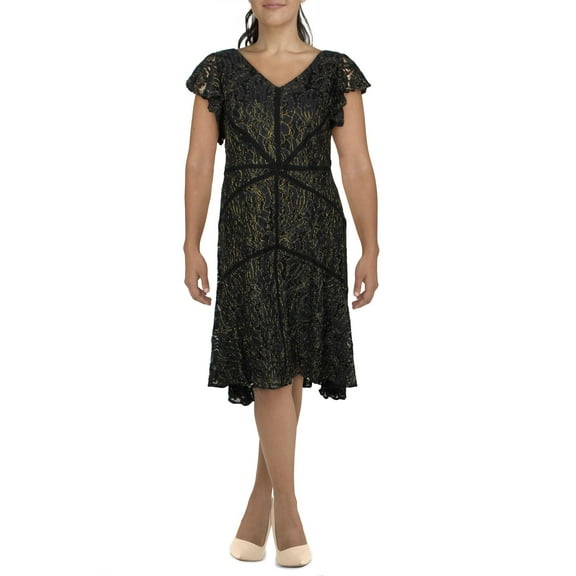Taylor Womens Plus Lace Calf Length Midi Dress