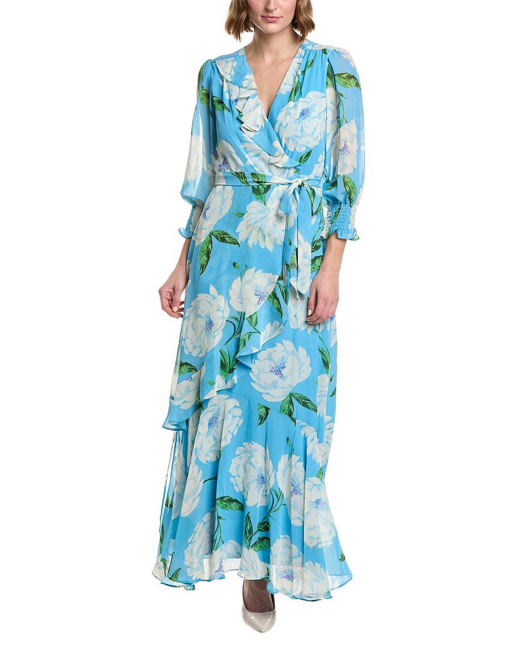 Taylor Womens Printed Chiffon Maxi Dress, 16, Blue,Polyester - Walmart.com