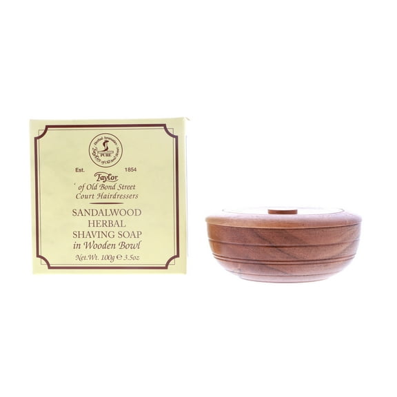 Taylor of Old Bond Street Sandalwood Shaving Soap in a Wooden Bowl, 3.5 oz.