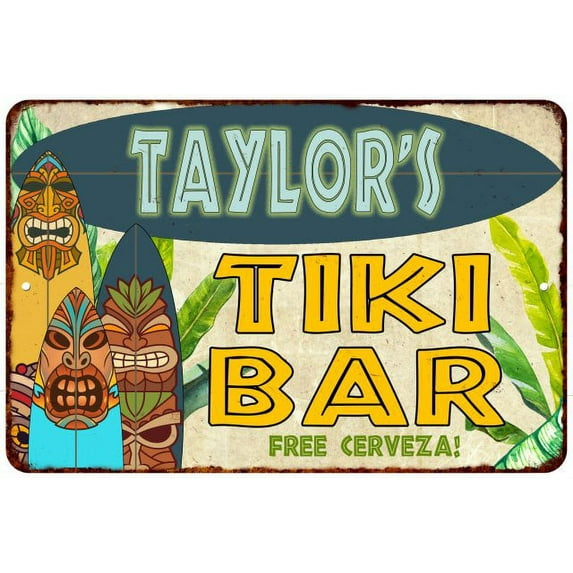 Taylor's TIKI BAR Island Gift Sign Metal Wall Decor 8x12 108120058455