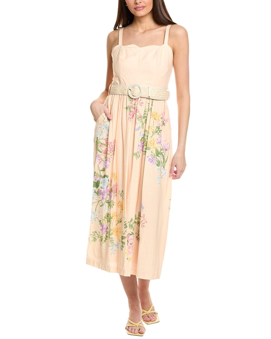 Taylor womens Belted Linen-Blend Midi Dress, 4, Pink - Walmart Business  Supplies
