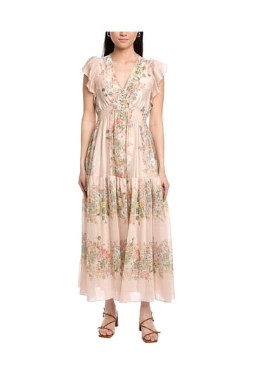 taylor women dresses Women's Floral Flutter Sleeve Collared Button Down Maxi Dress with Waist Tie, Northcott Blue, 2 at Amazon Women's Clothing store silky fabric in a rich burnt orange hue with a graceful maxi length for an effortlessly sophisticated look Taylor-Dresses-Women Tie-Neck-Floral-Chiffon-Maxi Taylor-Dress Size 8