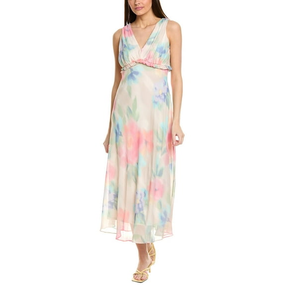 Taylor womens Chiffon Midi Dress, 14, White