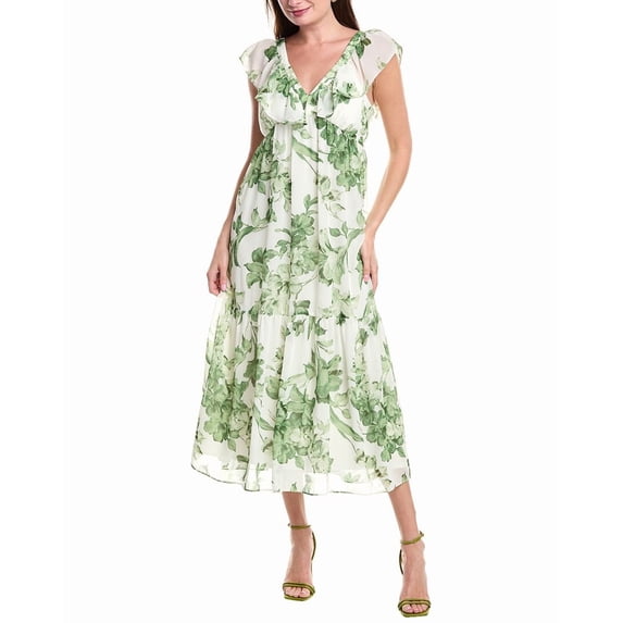 Taylor womens Chiffon Midi Dress, 4, Green