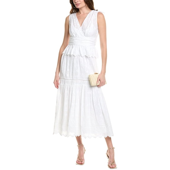 Taylor womens Eyelet Midi Dress, 2, White