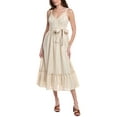 thumbnail image 1 of Taylor womens  Linen-Blend Midi Dress, 14, Beige, 1 of 3