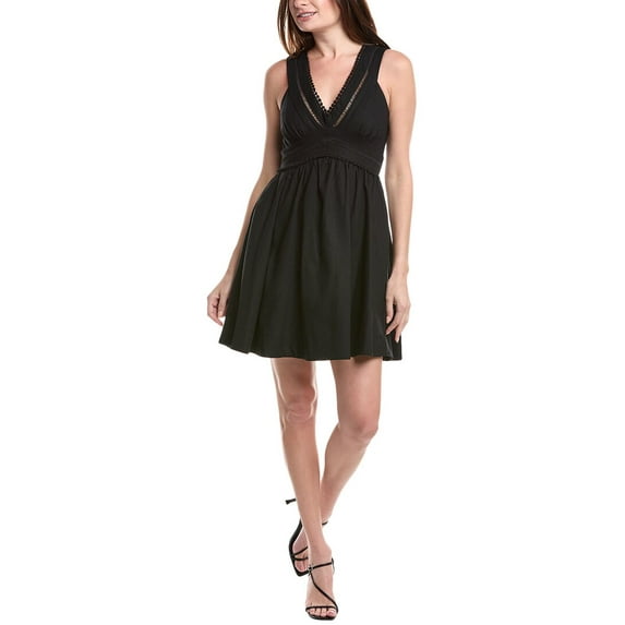 Taylor womens Linen-Blend Mini Dress, 16, Black