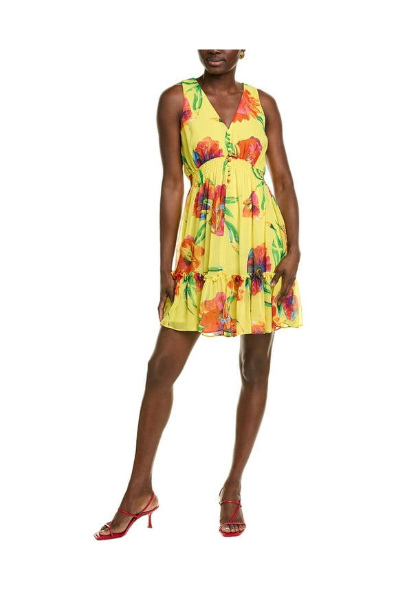 womens  Mini Dress, 8, Yellow