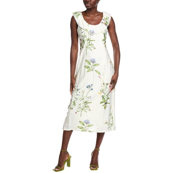 Taylor womens Printed Maxi Dress, 8, White
