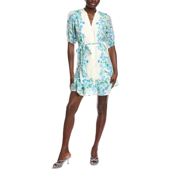 Taylor womens Printed Mini Dress, 10, White
