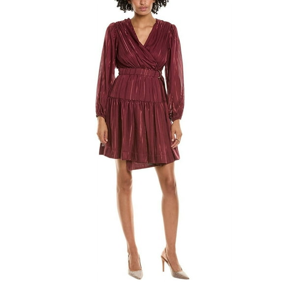 Taylor womens Shadow Stripe Wrap Dress, 16, Red