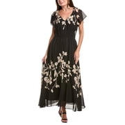 Taylor womens Short Sleeve Midi Dress, 2, Black