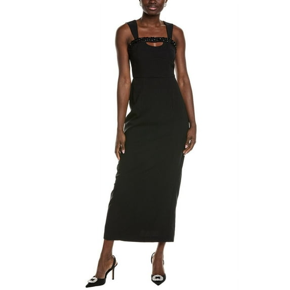 Taylor womens Stretch Crepe Maxi Dress, 4, Black
