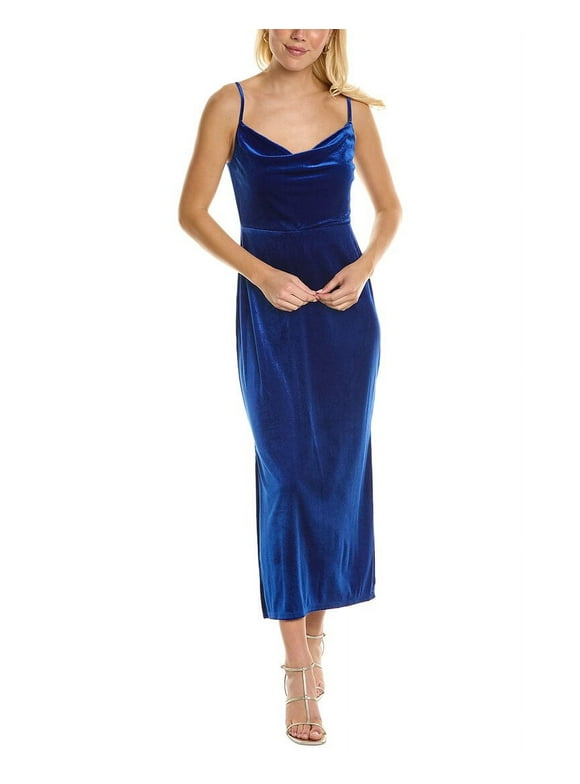 Taylor womens Stretch Velvet Maxi Dress, 2, Blue, Polyester
