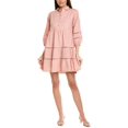 thumbnail image 1 of Taylor womens  Tiered Linen-Blend Mini Dress, 10, Pink, 1 of 3