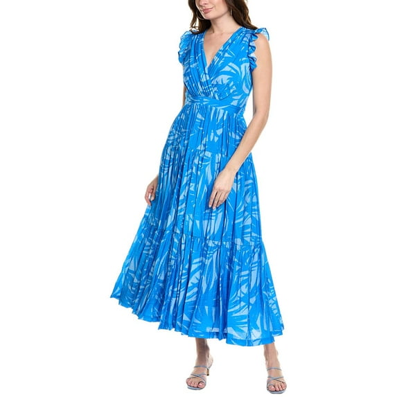 Taylor womens Tiered Midi Dress, 10, Blue