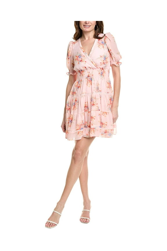 womens  Tiered Mini Dress, 10, Pink