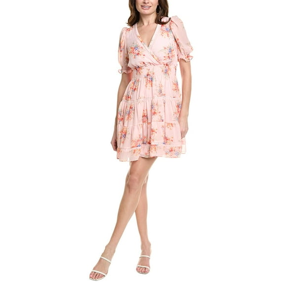Taylor womens Tiered Mini Dress, 12, Pink